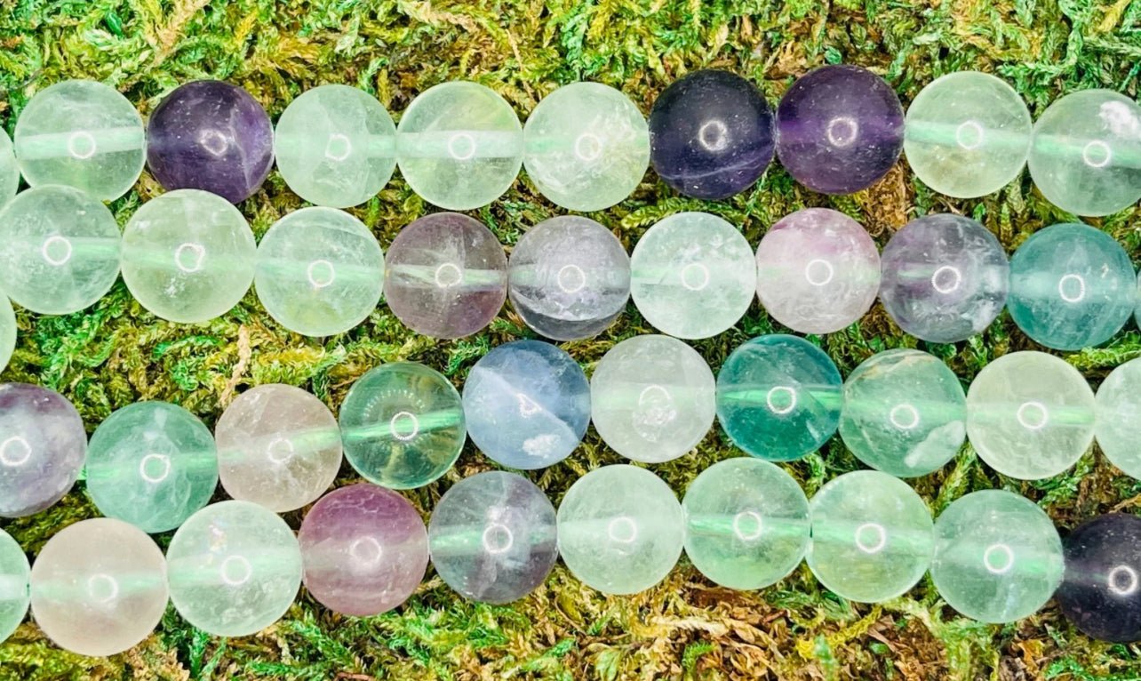 Perles En Fluorite Naturelle Multicolore 8mm - Lot Pour Création De Bijoux