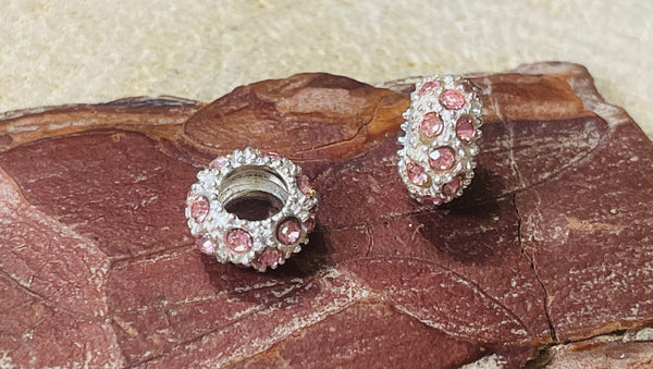 Lot de 2 Intercalaires diamants strass roses pour bracelet