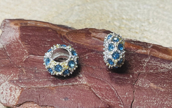 Lot de 2 Intercalaires diamants strass bleus pour bracelet