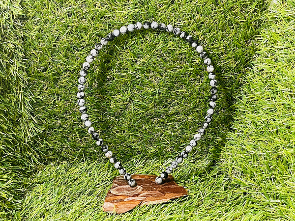 Serre-tête SERRETHEA en Perles naturelles d'Obsidienne Flocon