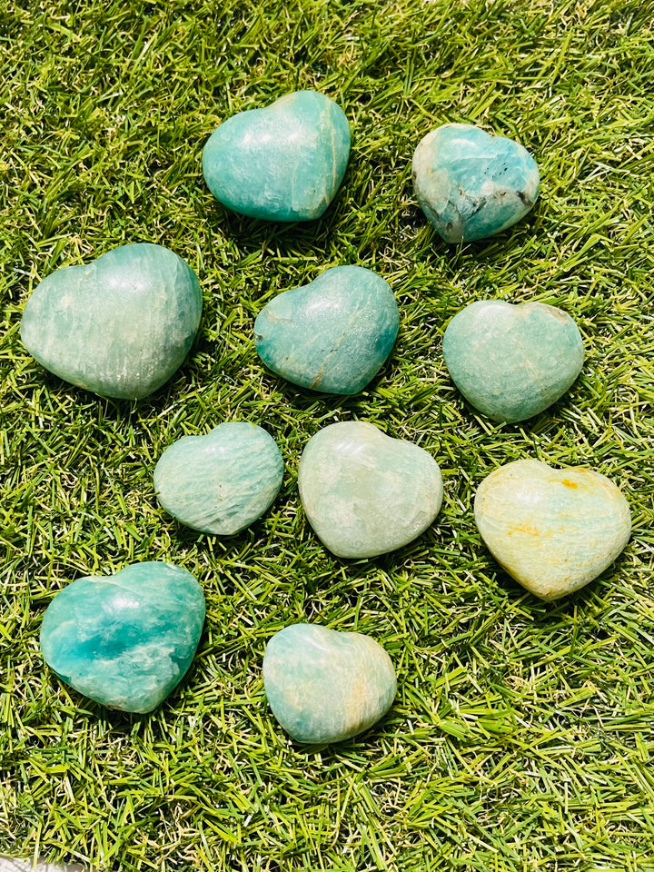 Lot de 2 Amazonites en forme de coeur - Les bijoux de Théa