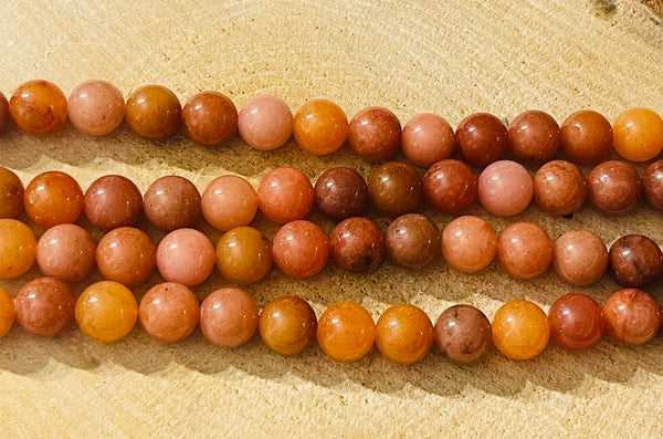 Perles naturelles en Aventurine orange en 10 mm