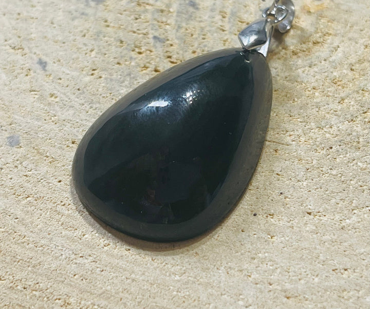 Pendentif serti d'une Obsidienne oeil céleste (7) - les bijoux de Thea 