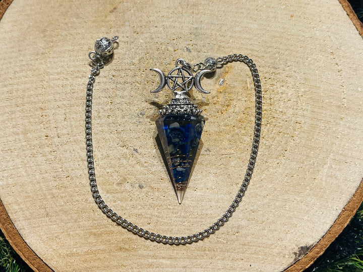 Pendentif / Pendule en Lapis-lazuli avec chaîne - les bijoux de Thea 