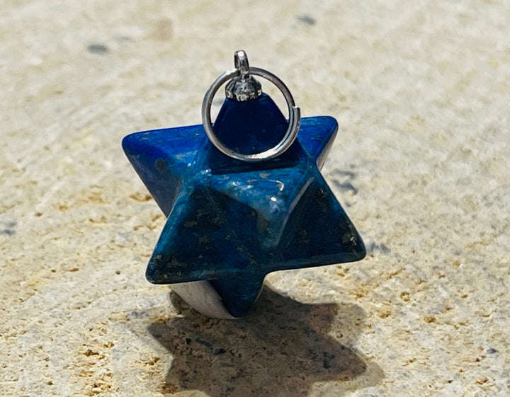 Pendentif Merkaba Etoile en Lapis lazuli - les bijoux de Thea 