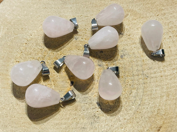 Pendentif en Quartz rose en forme de poire - les bijoux de Thea 