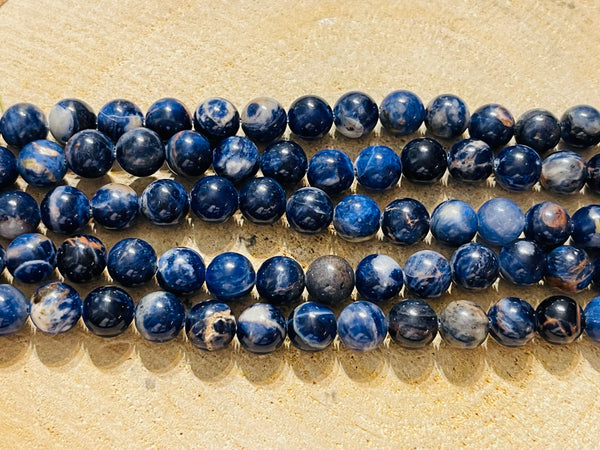 Perles naturelles en Sodalite en 8 mm - les bijoux de Thea 