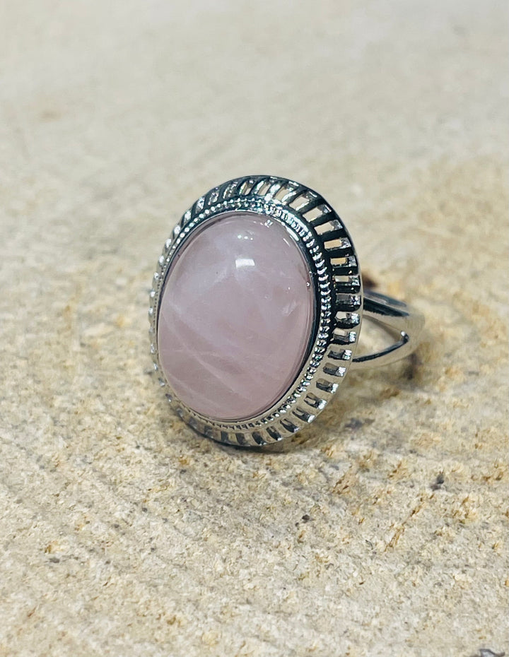 Bague sertie d'un Quartz rose, Taille 60 - les bijoux de Thea 