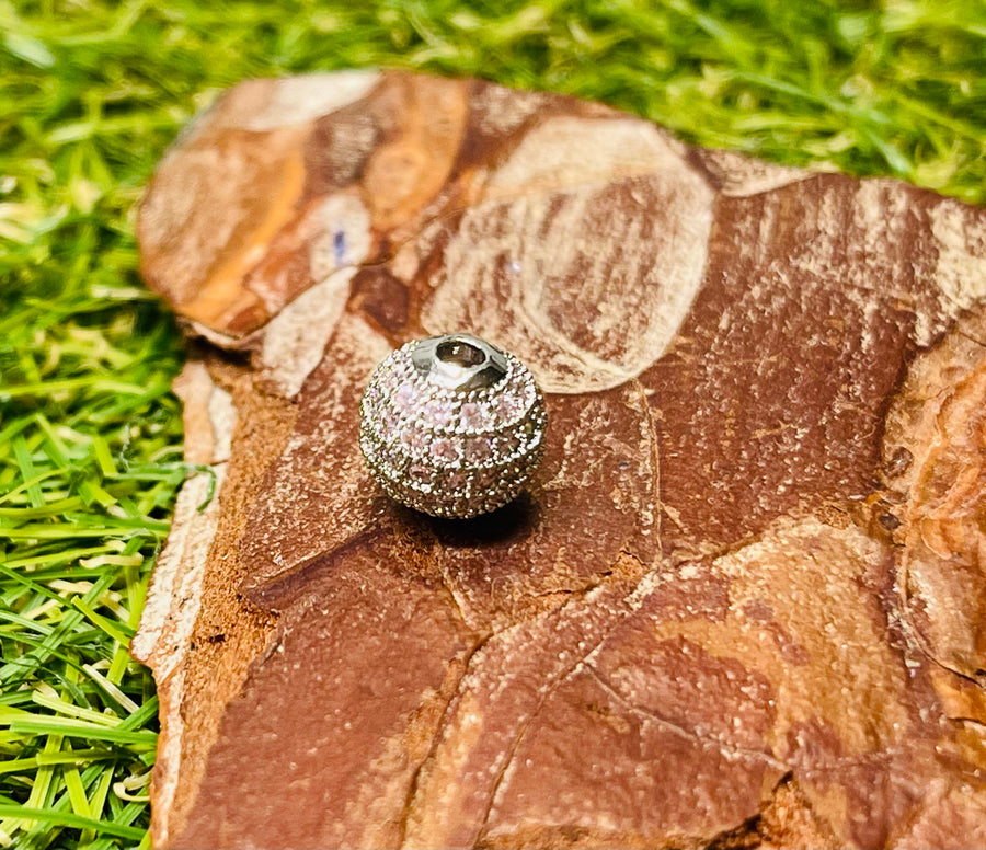 Intercalaire Perle Shamballa diamant CZ Rosé pour bracelet - Les bijoux de Théa