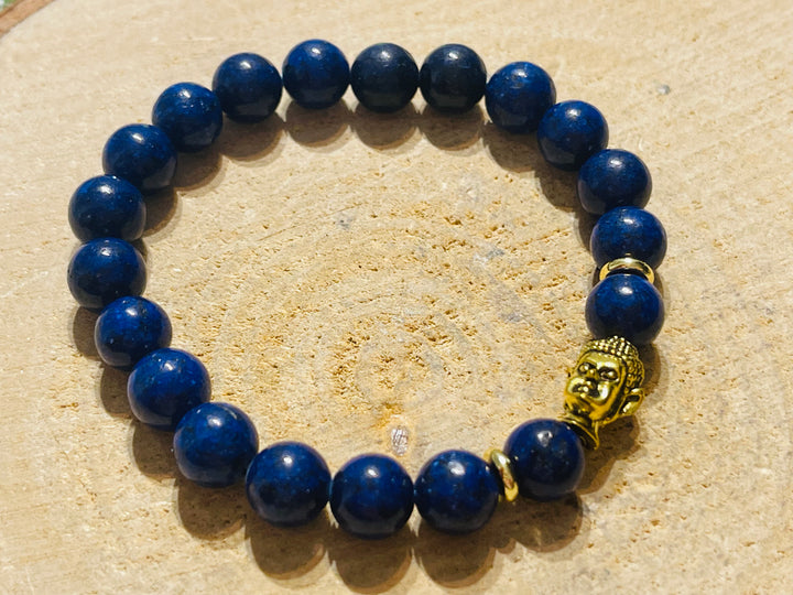 Lot de 5 Bracelets en perles naturelles en Lapis-lazuli et bouddha (9) - les bijoux de Thea 