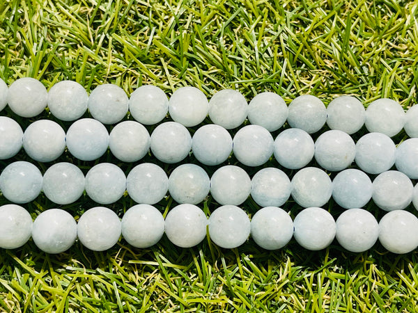 Perles en pierre naturelle en Aigue-marine en 10 mm
