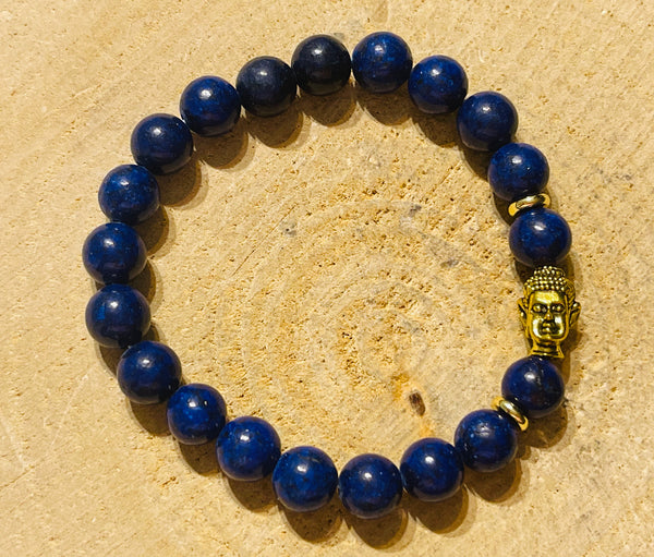 Lot de 5 Bracelets en perles naturelles en Lapis-lazuli et bouddha (9) - les bijoux de Thea 