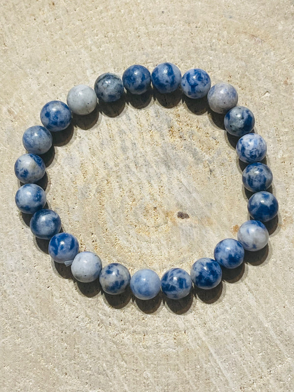 Lot de 5 Bracelets de perles en pierre naturelle Sodalite blanche en 8 mm (106) - les bijoux de Thea