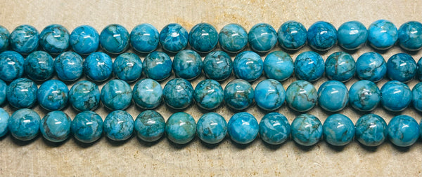 Perles naturelles en Marbre bleu azur en 8 mm - les bijoux de Thea 