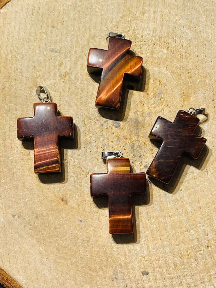 Pendentif en oeil de taureau en forme de croix - les bijoux de Thea 