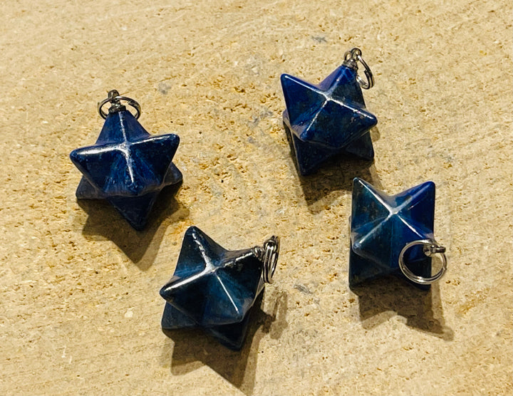 Pendentif Merkaba Etoile en Lapis lazuli - les bijoux de Thea 