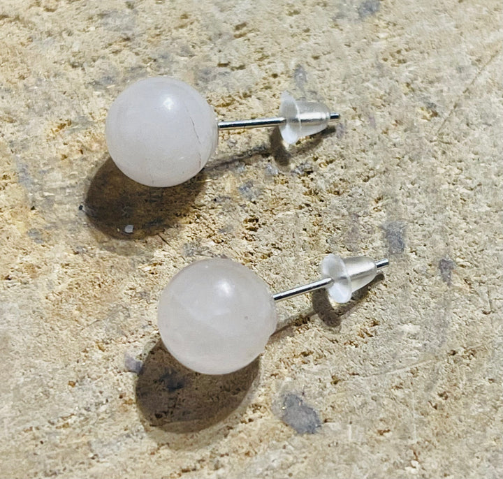 Paire de boucles d’oreilles en Argent 925 sertie de Quartz rose 8 mm - les bijoux de Thea 