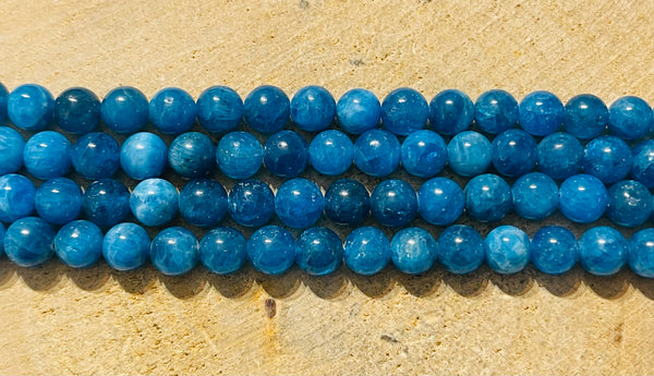 Perles naturelles en Apatite bleue en 8 mm (3) - les bijoux de Thea 