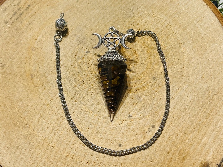 Pendentif / Pendule en Œil de tigre avec chaîne - les bijoux de Thea 