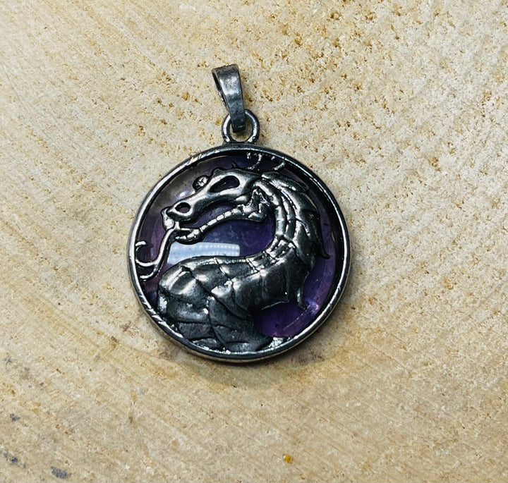 Pendentif en Améthyste avec Dragon - Les bijoux de Théa