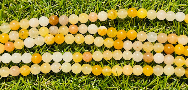 Perles naturelles en Aventurine jaune orangée en 6 mm