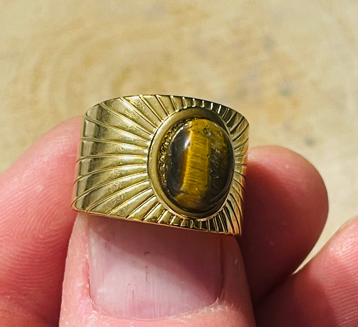 Bague avec œil de tigre, taille réglable (55-58) - les bijoux de Thea 