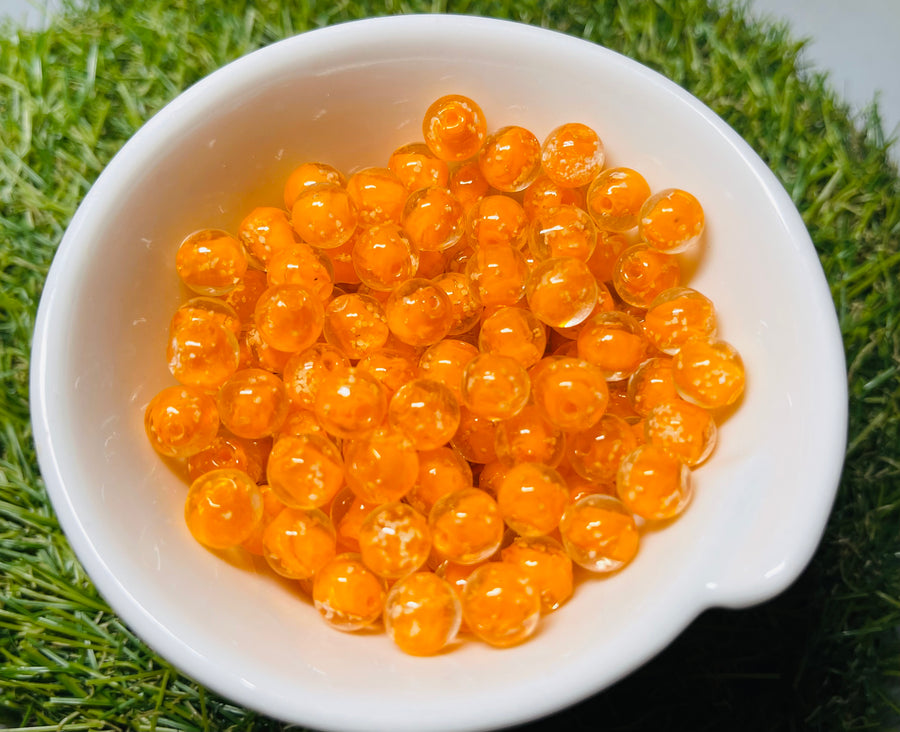 Lot de Perles Lumineuses en verre oranges 8 mm pour bracelet- les bijoux de Thea