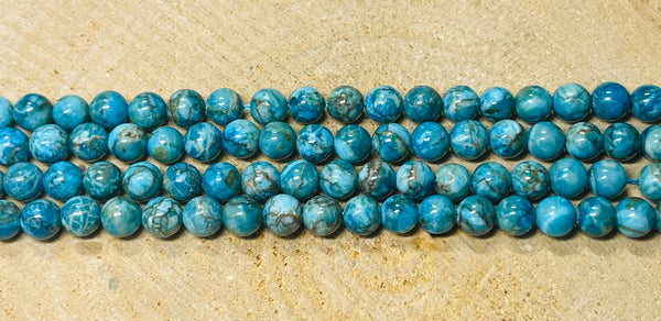 Perles naturelles en Marbre bleu azur en 6 mm - les bijoux de Thea 