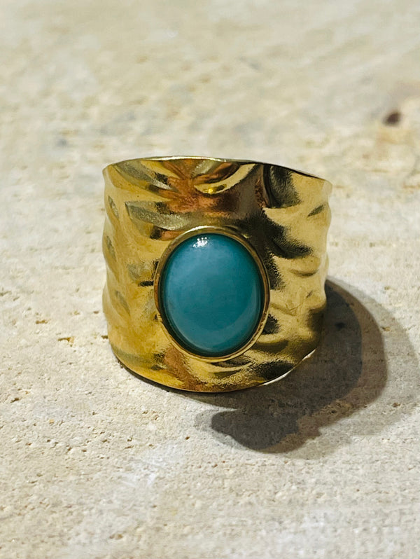 Bague sertie d´une Amazonite, taille réglable - les bijoux de Thea 