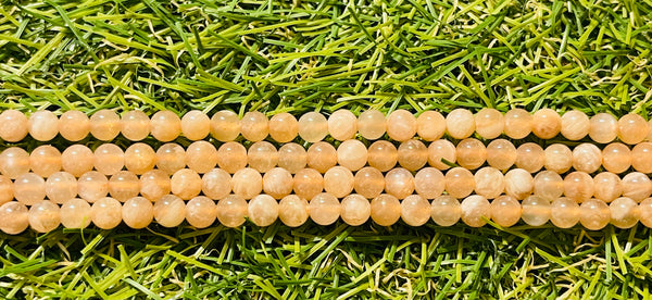 Perles naturelles en Pierre de Lune pêche 4 mm - les bijoux de Thea 