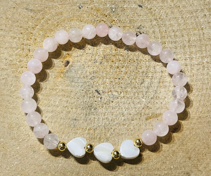 Lot de 5 Bracelets en pierre naturelle Quartz rose et Nacre (85) - les bijoux de Thea 