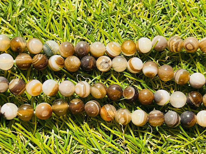Perles en pierre naturelle en Agate marron en 6 mm - les bijoux de Thea 