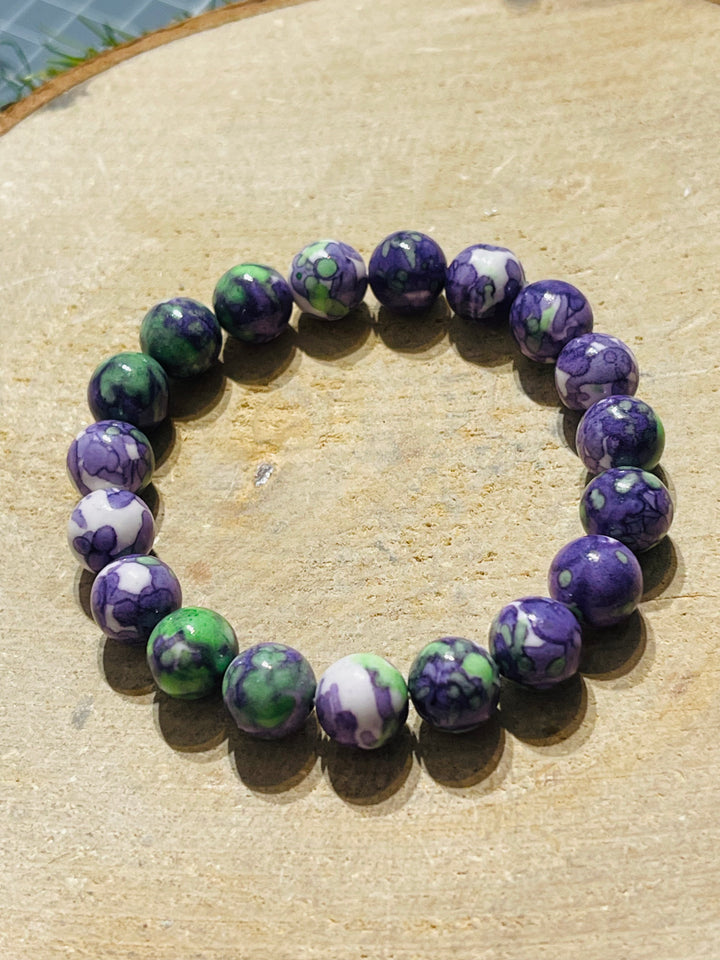 Lot de 5 Bracelets de perles en pierre naturelle en Jade blanc 10 mm (99) - les bijoux de Thea 