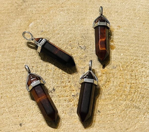 Pendentif / Pendule en Oeil de Taureau prisme - les bijoux de Thea 