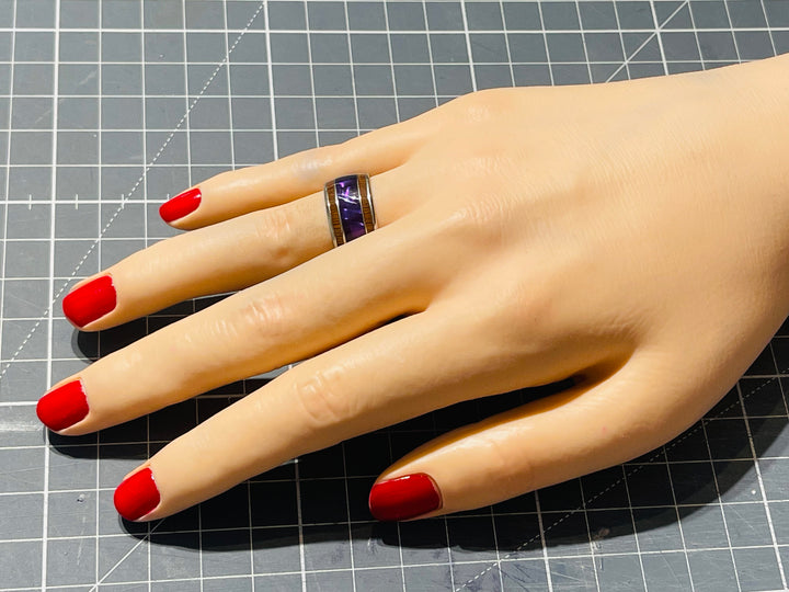 Bague violette en acier inoxydable , Taille 55 - les bijoux de Thea