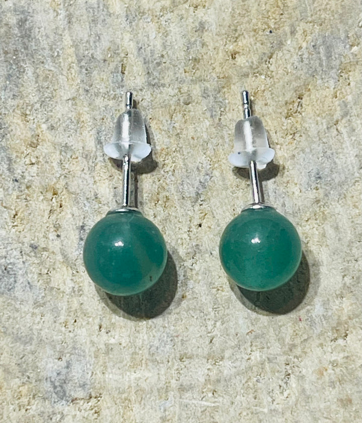 Paire de boucles d’oreilles en Argent 925 sertie d’Aventurine verte 6 mm - les bijoux de Thea 