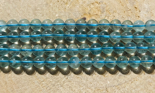 Perles en pierre naturelle en Fluorite bleue en 6 mm - les bijoux de Thea 