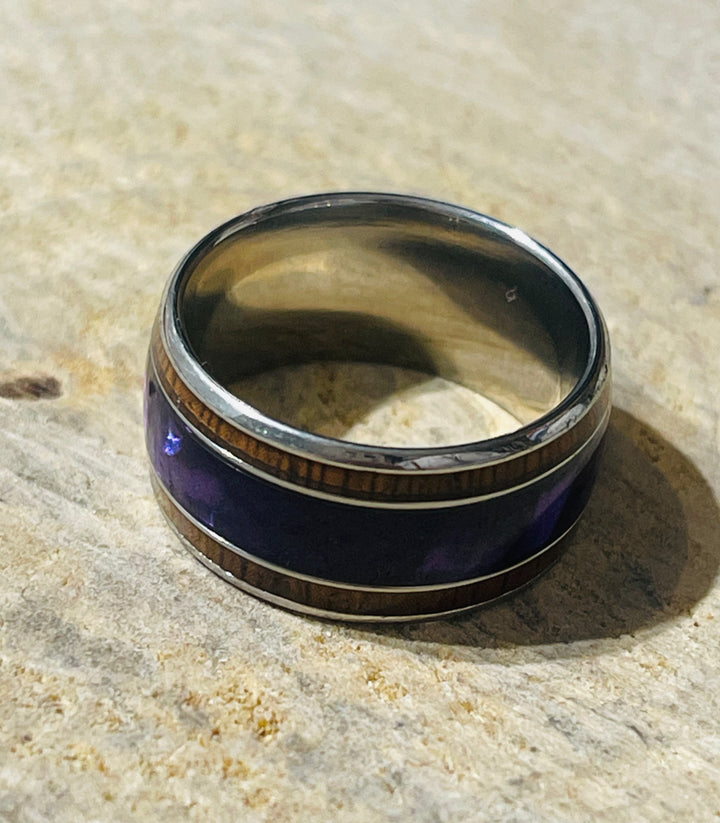 Bague violette en acier inoxydable , Taille 55 - les bijoux de Thea