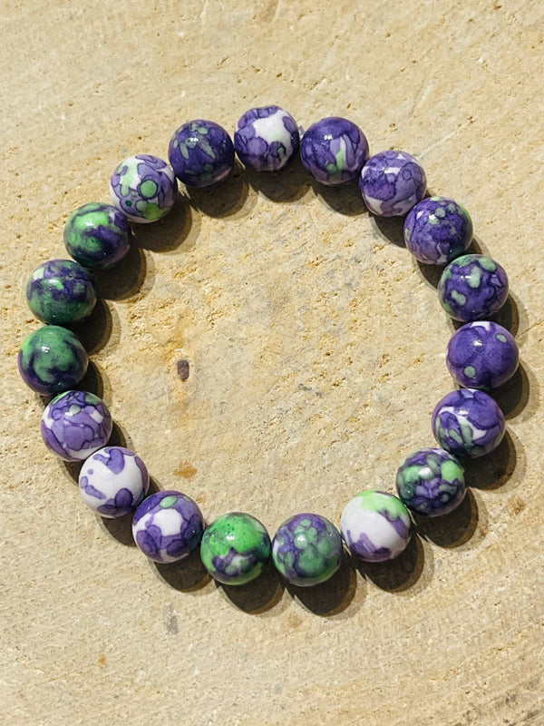 Lot de 5 Bracelets de perles en pierre naturelle en Jade blanc 10 mm (99) - les bijoux de Thea