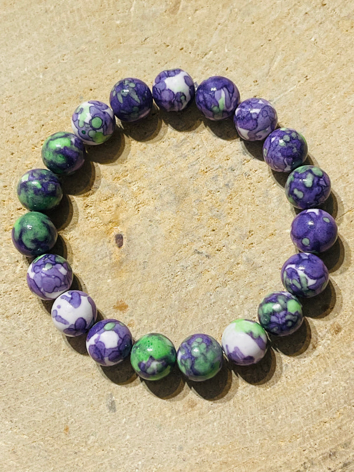 Lot de 5 Bracelets de perles en pierre naturelle en Jade blanc 10 mm (99) - les bijoux de Thea