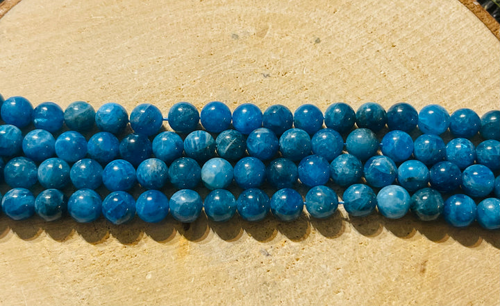 Perles naturelles en Apatite bleue en 8 mm - les bijoux de Thea 