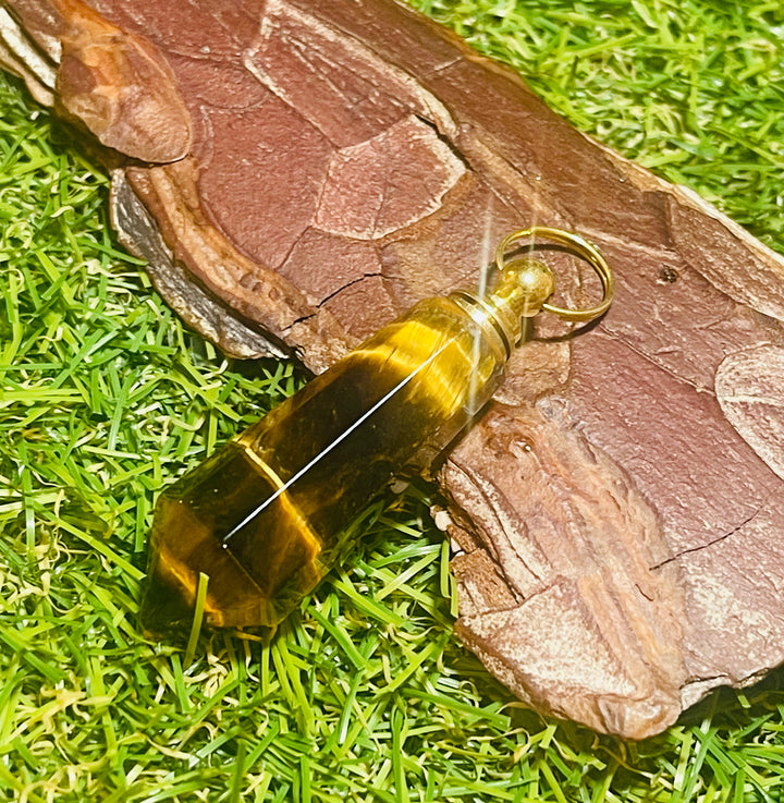 Bouteille de parfum en pierre naturelle Œil de tigre - Les bijoux de Théa