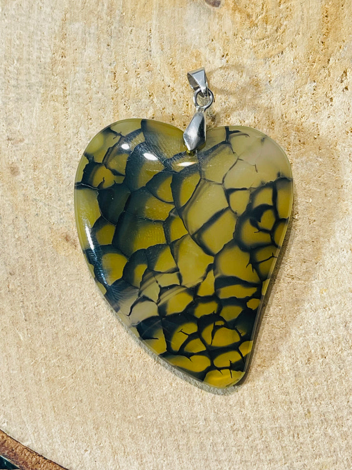 Pendentifs en Agate Veine de dragon jaune/vert au choix - les bijoux de Thea 