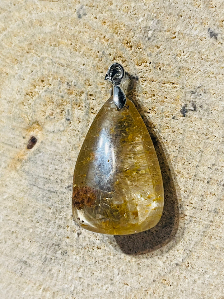 Pendentif en Quartz rutile doré au choix (2) - les bijoux de Thea