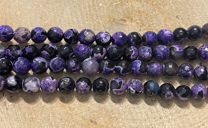 Perles naturelles en Agate violette facettée en 8 mm - les bijoux de Thea 