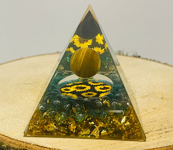 Orgonite avec Oeil de tigre et tournesol (29) - les bijoux de Thea 