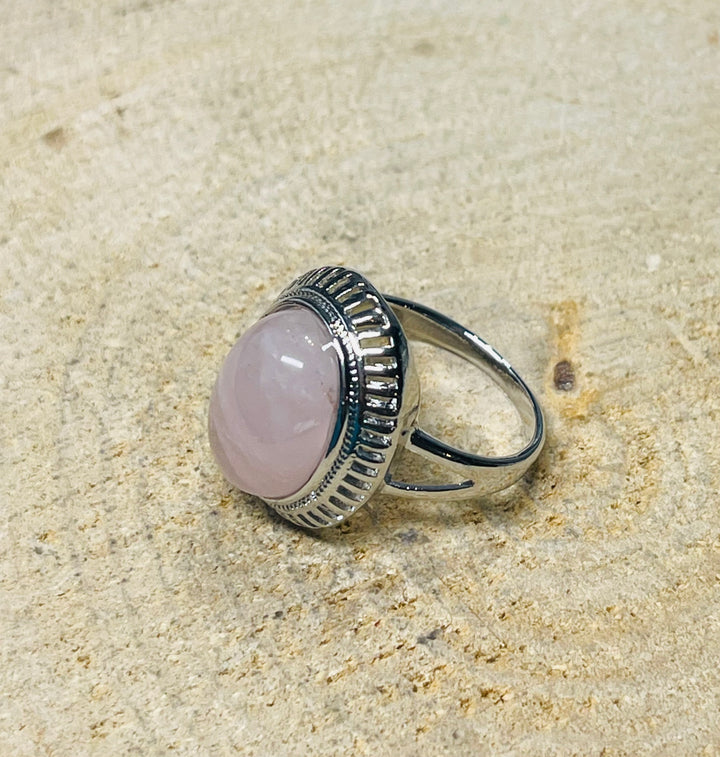 Bague sertie d'un Quartz rose, Taille 60 - les bijoux de Thea 