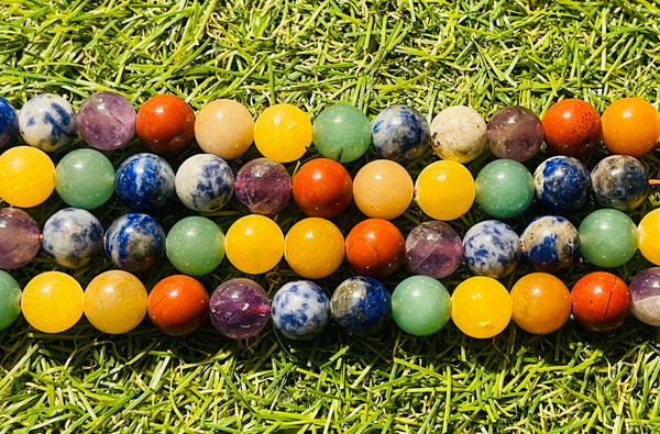 Fil de Perles en pierre naturelle 7 Chakras en 10 mm - les bijoux de Thea 