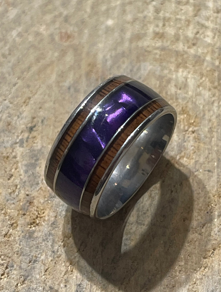 Bague violette en acier inoxydable , Taille 55 - les bijoux de Thea