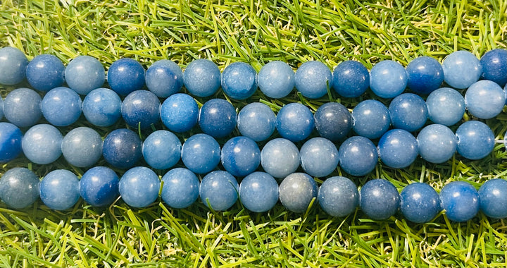 Perles naturelles en Aventurine bleue en 8 mm - Les bijoux de Théa